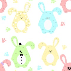 Obraz premium Seamless Pattern with funny bunnies. Design for children's clothing, fabric and other items.