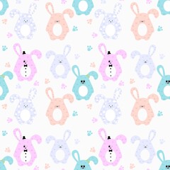 Seamless Pattern with funny bunnies. Design for children's clothing, fabric and other items.