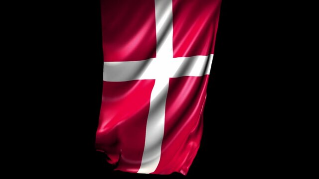 Denmark Flag Animation. Flag waving in the wind. Vertical framing.
