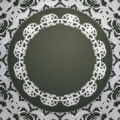 Greeting Flyer in dark green color with abstract white pattern prepared for typography.