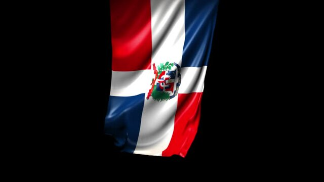 Dominican Republic Flag Animation. Flag waving in the wind. Vertical framing.