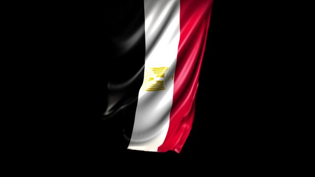 Egypt Flag Animation. Flag waving in the wind. Vertical framing.