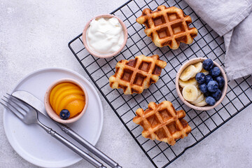 Croffle or croissant waffles, trendy food.