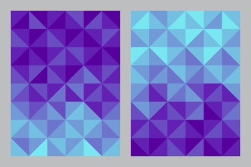 Abstract geometric pattern background. Bauhaus art style blue and purple color. Triangle and square shape. Design for print, cover, poster, flyer, banner, wall, brochure, card. Vector illustration.