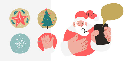 Web Santa - icons set for corporative website.