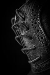 leather shoes laces close up