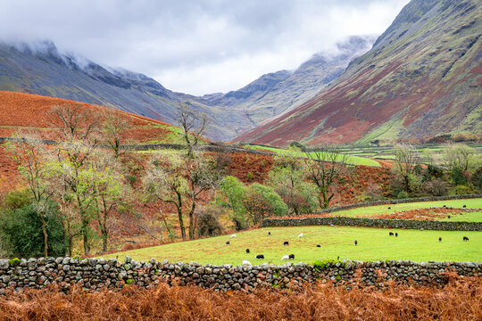 Black Sail Pass from Mosedale in the Lake District in Cumbria, England