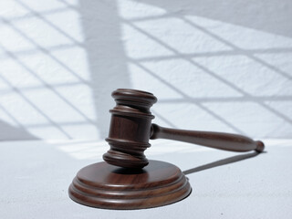 Judge's (auction) gavel on a gray background