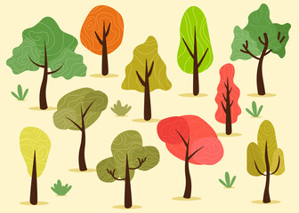 Fototapeta premium Hand drawn tree collection design