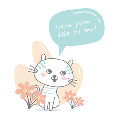 Cute cat animal with speech bubble