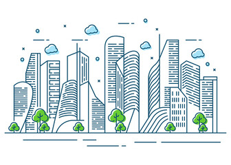 Modern city line illustration design