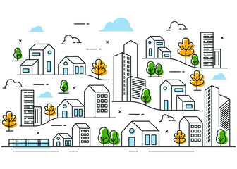Concept city line illustration design