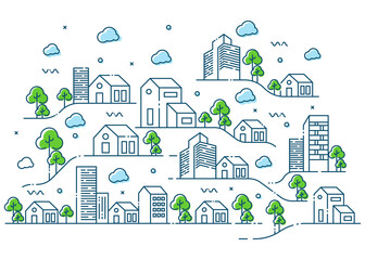 Concept view city line illustration design
