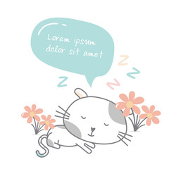 Cute sleeping cat illustration with speech bubble