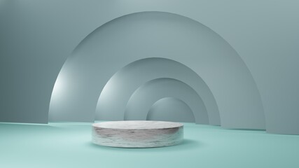 3D rendering of marble podium with cut out background