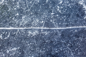Long notch in ice blocks on lake 1