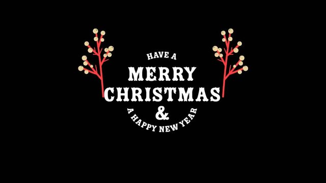 Animation of merry christmas text on black background