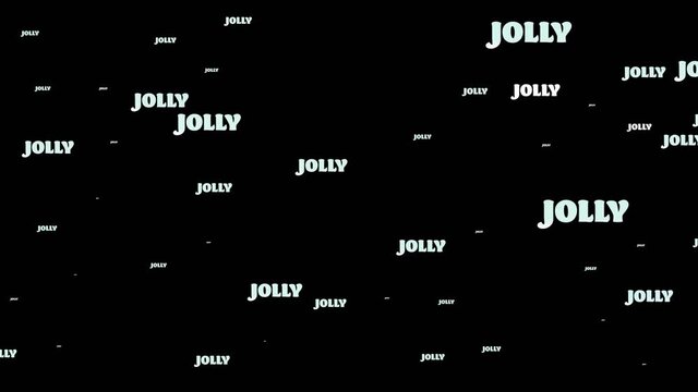 Animation of jolly text in repetition at christmas on black background