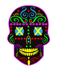 Mexican skull for Halloween and Day of the Dead icon.