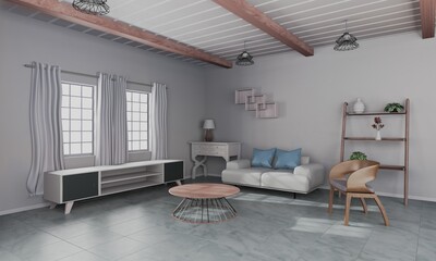 living room design. empty room design interior 3d render
