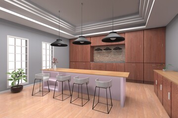 kitchen interior 3d render