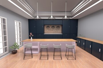 kitchen interior 3d render