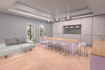 kitchen interior 3d render