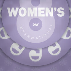 Purple march 8 flyer with luxury white pattern