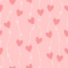 Naklejka na ściany i meble Vector seamless pattern with hearts. Cute design for fabric, wrapping, wallpaper for Valentine's Day.