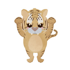 A cute tiger that threatens to stand up