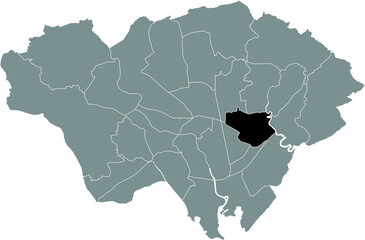 Obraz premium Black location map of the Penylan electoral ward inside gray urban districts map of the Welsh capital city of Cardiff, United Kingdom