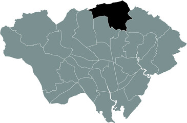 Black location map of the Lisvane electoral ward inside gray urban districts map of the Welsh capital city of Cardiff, United Kingdom