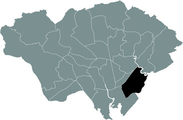 Black location map of the Splott electoral ward inside gray urban districts map of the Welsh capital city of Cardiff, United Kingdom