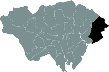 Black location map of the Trowbridge electoral ward inside gray urban districts map of the Welsh capital city of Cardiff, United Kingdom