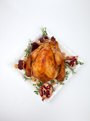 Pomegranate Glazed Roasted Turkey on White