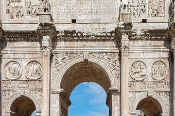 The Arch of Constantine is a triumphal arch, erected by the Roman Senate to commemorate Constantine...