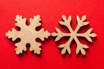 christmas decorations on a red background