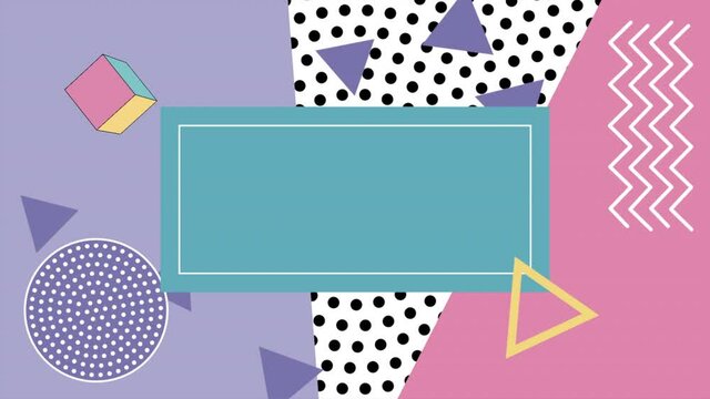 Memphis colorful geometric pattern, motion abstract business and corporate style background