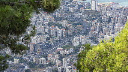 Fototapeta premium Daraoun Town From Harissa. Lebanon