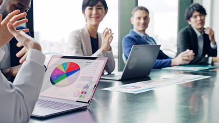 Group of multi racial people meeting in the office. Global business.