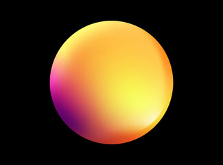 gradient ball illustration in trendy color. a colorful sphere in yellow gradient for banner, template, web element, etc. colored circle on black background in contemporary style.