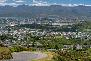 Panoramic view of Wellington, New Zealand on a sunny day