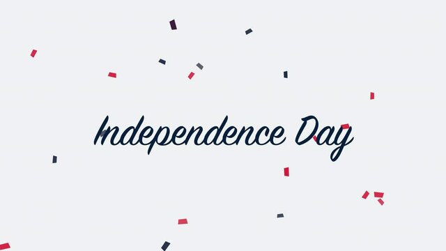 Independence Day with fly blue and red confetti, holidays and independence style background