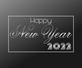 silver new year 2022 text effect on black background, gifts and snakes. Happy new year 2022 holiday poster