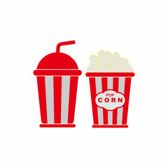 soda and pop corn icon.  soda and pop corn vector sign symbol