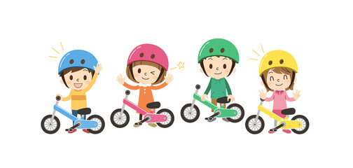 Obraz na płótnie Canvas 自転車を楽しむ子供たち