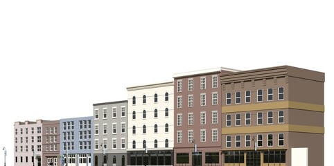 Fototapeta na wymiar City modern buildings isolated on white background 3d illustration