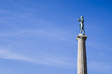 Statue of the Victor in Kalemegdan fortress, Belgrade, Serbia. Symbol of Belgrade. Pobjednik.