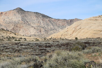 Great Basin Sagebrush and White Rock Amphitheater, Snow Canyon State Park, Utah