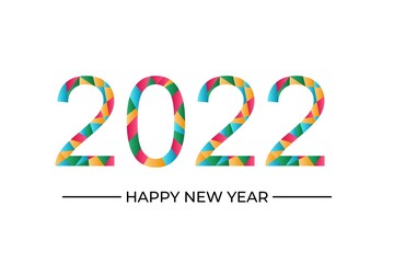 colorful Happy New Year 2022. geometric shape